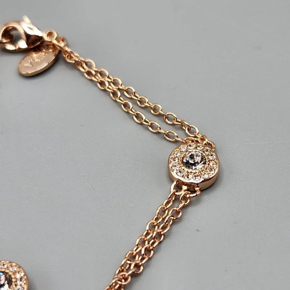 Joan Boyce Pave Crystal Christian Cross Bracelet w/ Rings  Rose Gold Tone - Picture 12 of 16